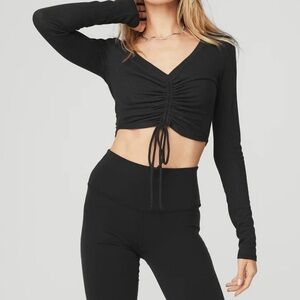 Alo yoga RIBBED CROPPED LONG SLEEVE Size xs Black